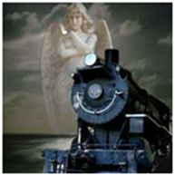 angel watches speeding train